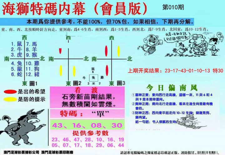 010期另版海狮特码内幕报[图]