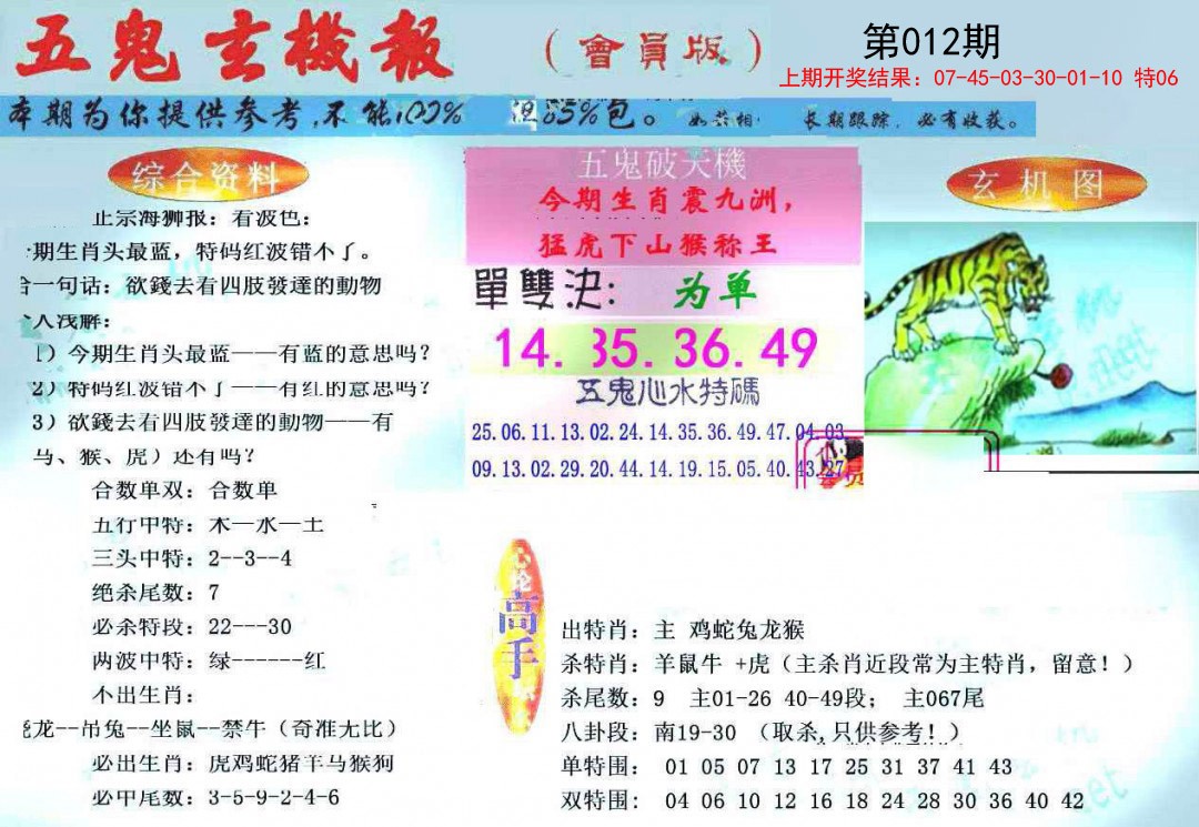 012期新五鬼玄机[图]