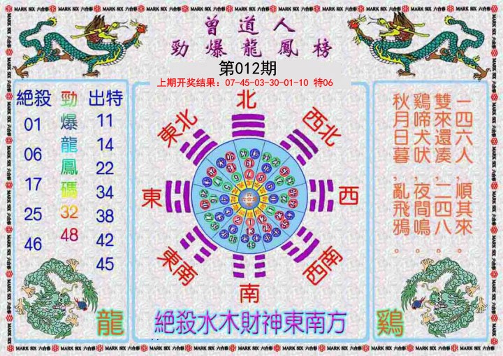 012期曾道人劲爆龙凤榜[图]