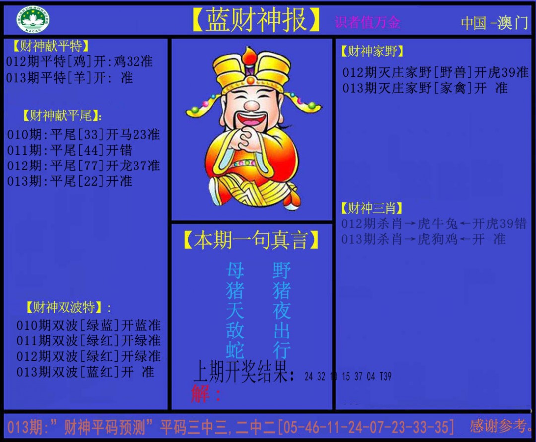 013期蓝财神[图]