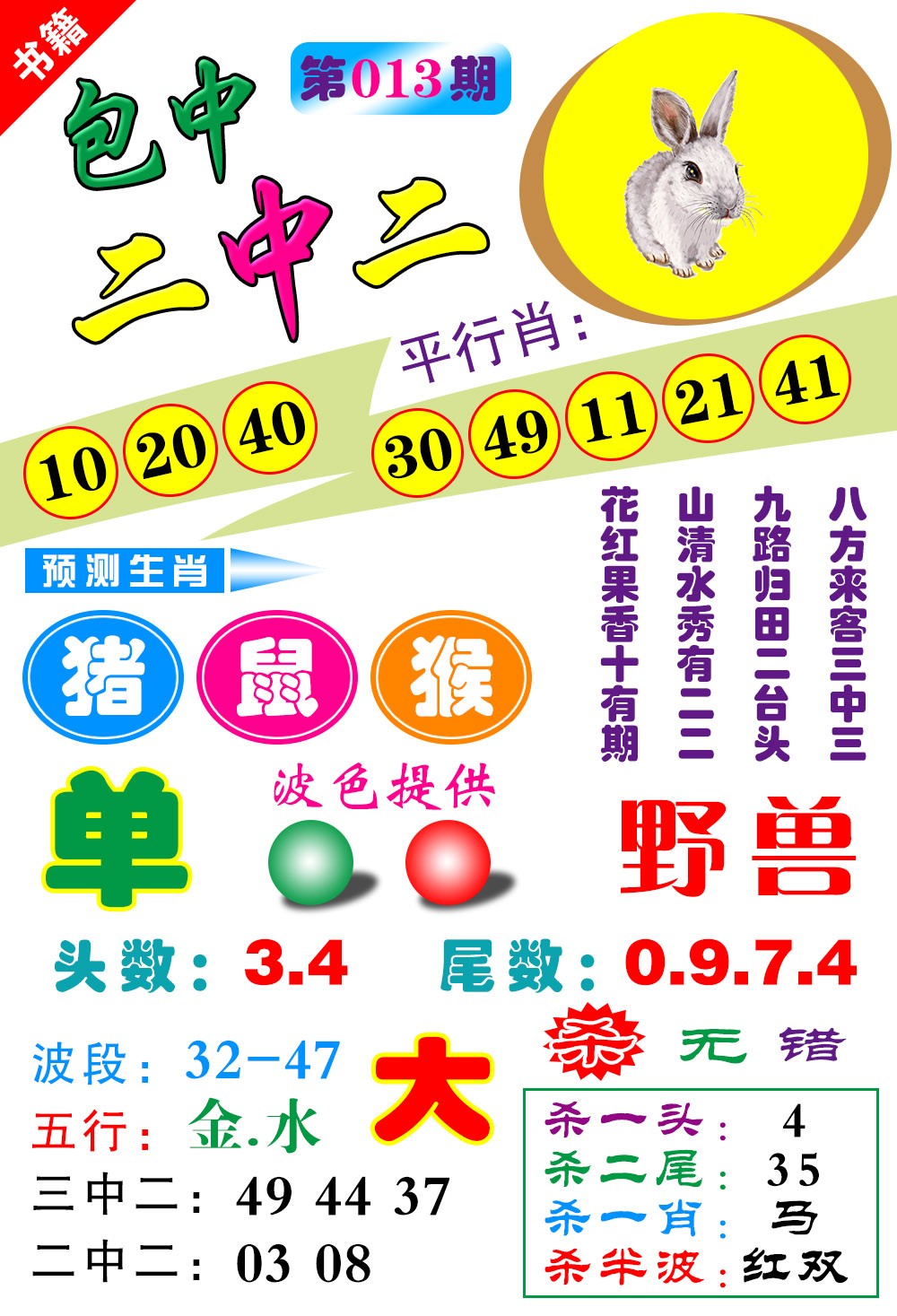 013期澳门预测生肖[图]