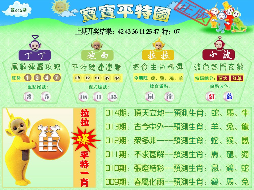 014期天线宝宝平特图[图]