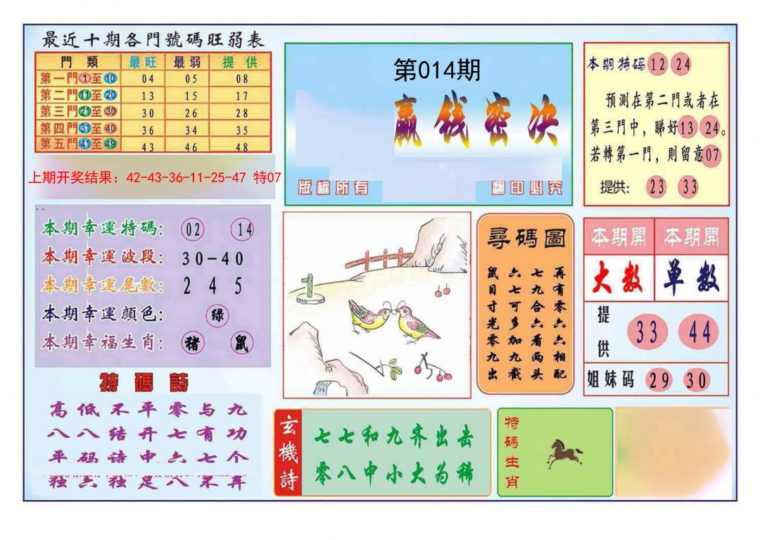 014期九龍赢钱密决(推荐)[图]