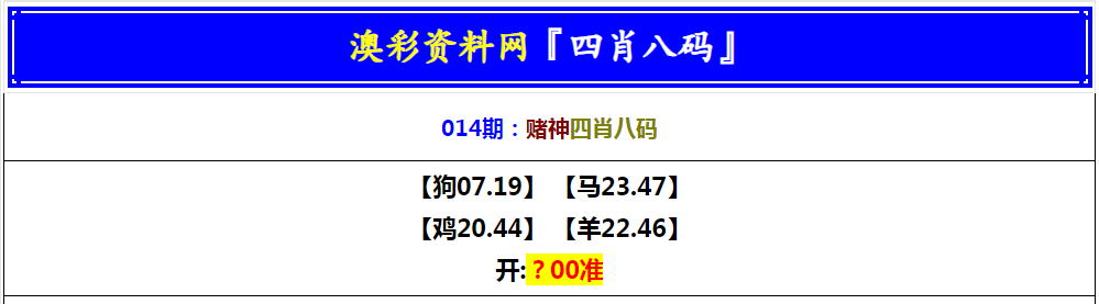 014期赌神四肖八码[图]