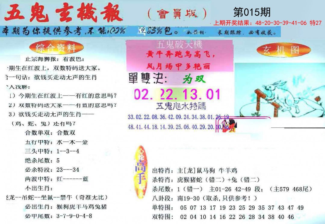 015期新五鬼玄机[图]