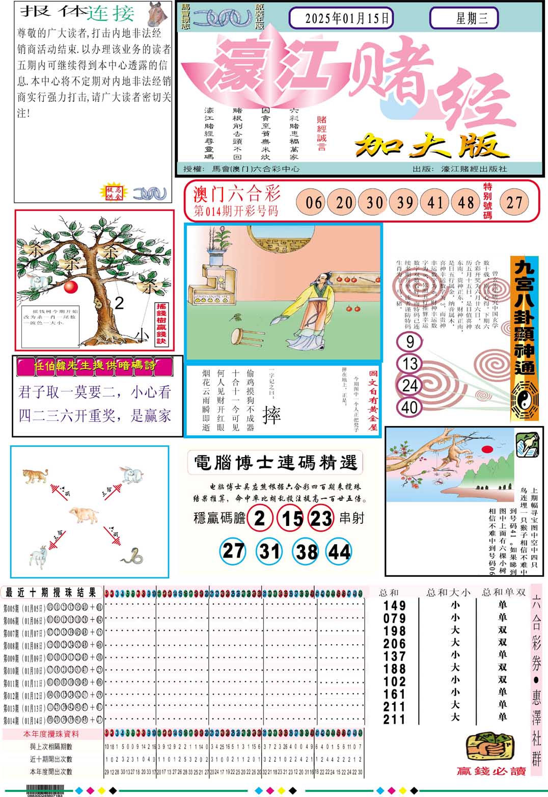 015期濠江赌经A加大版[图]