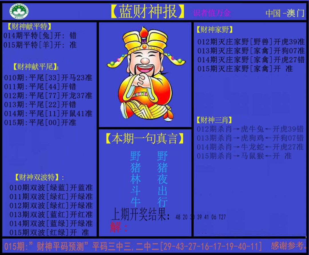 015期蓝财神[图]