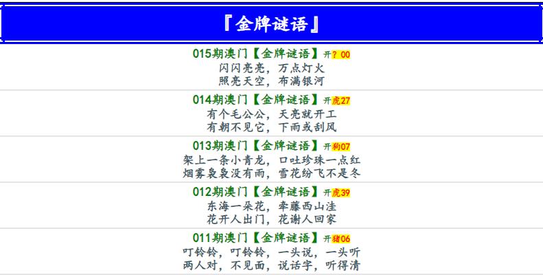 015期金牌谜语[图]