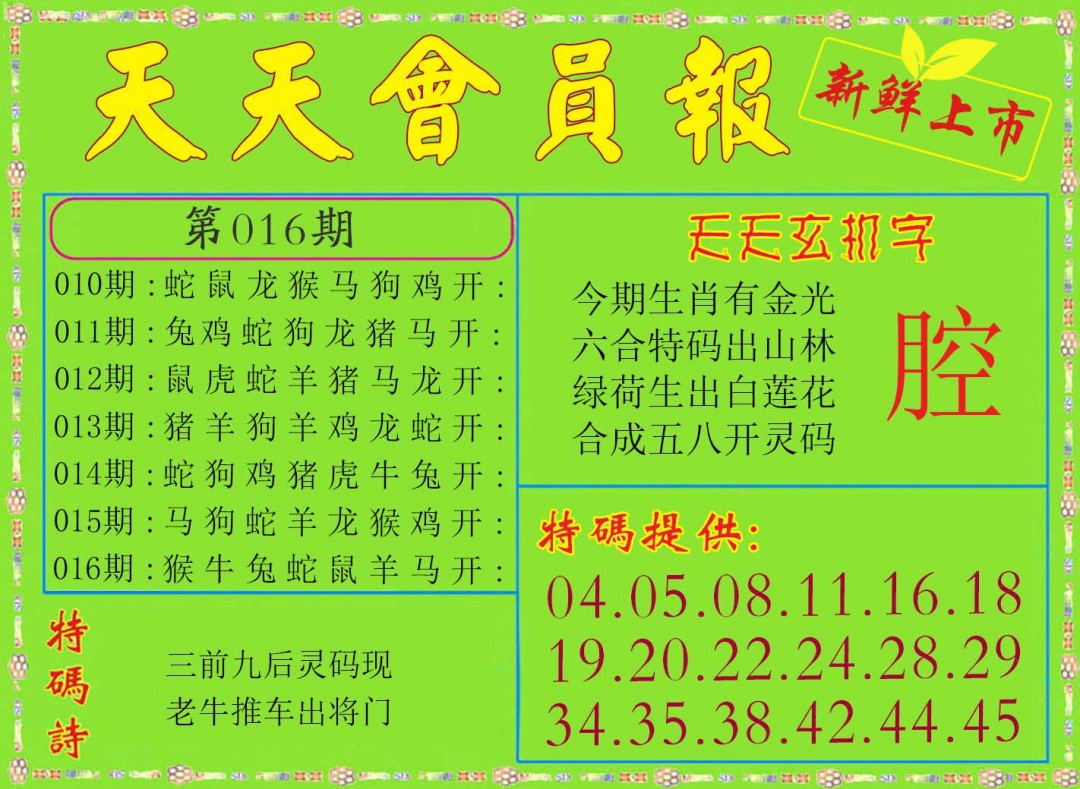 016期天天会员报[图]