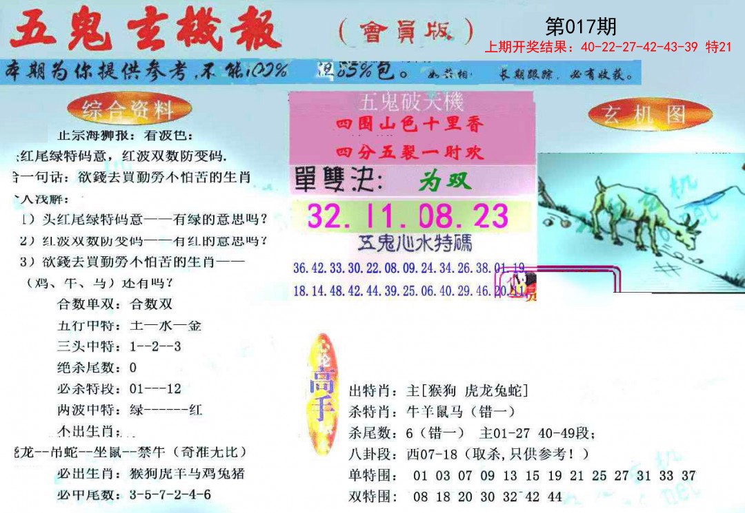 017期新五鬼玄机[图]