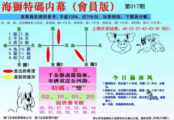 017期海狮特码会员报[图]