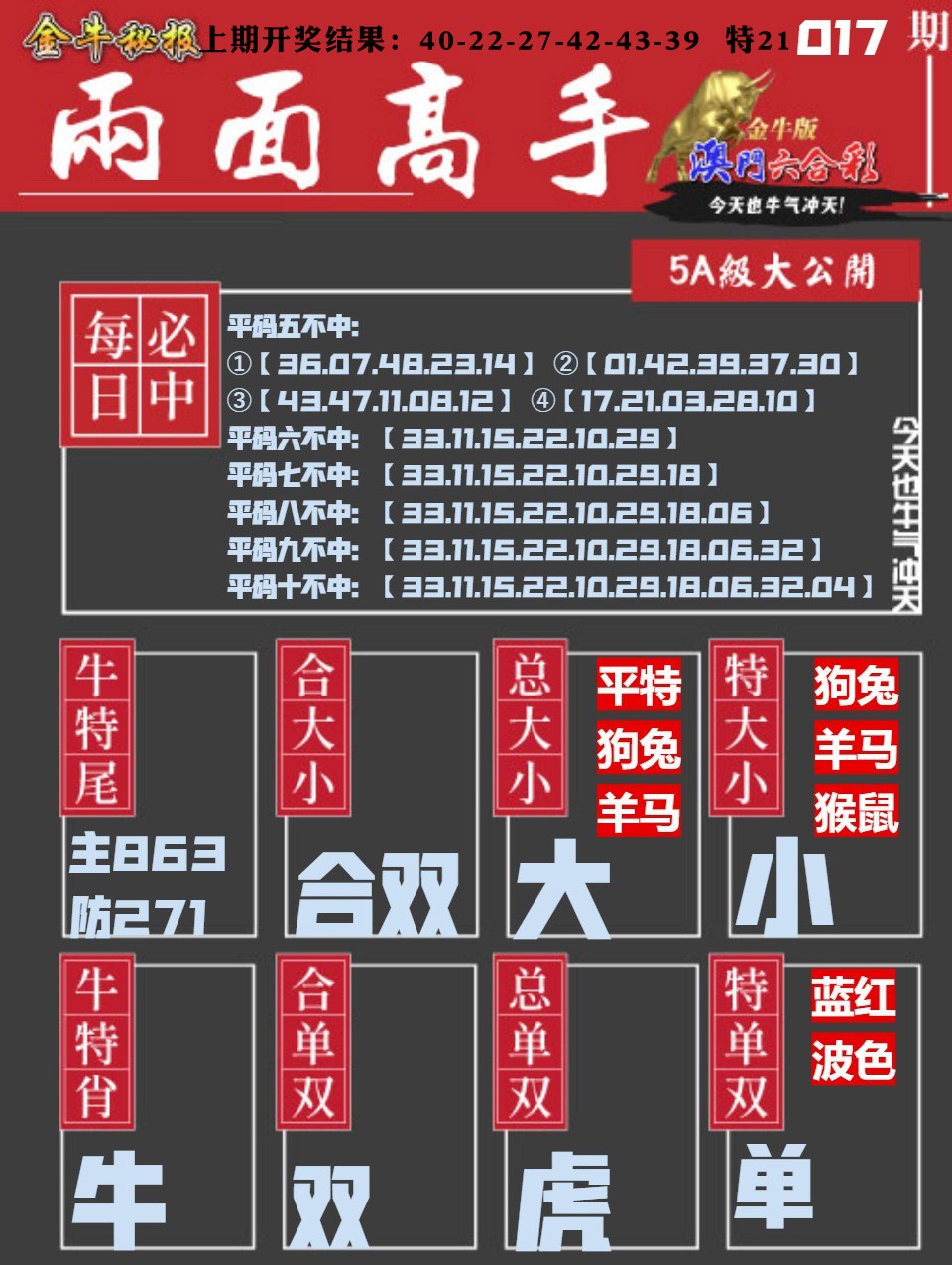 017期金牛两面高手[图]