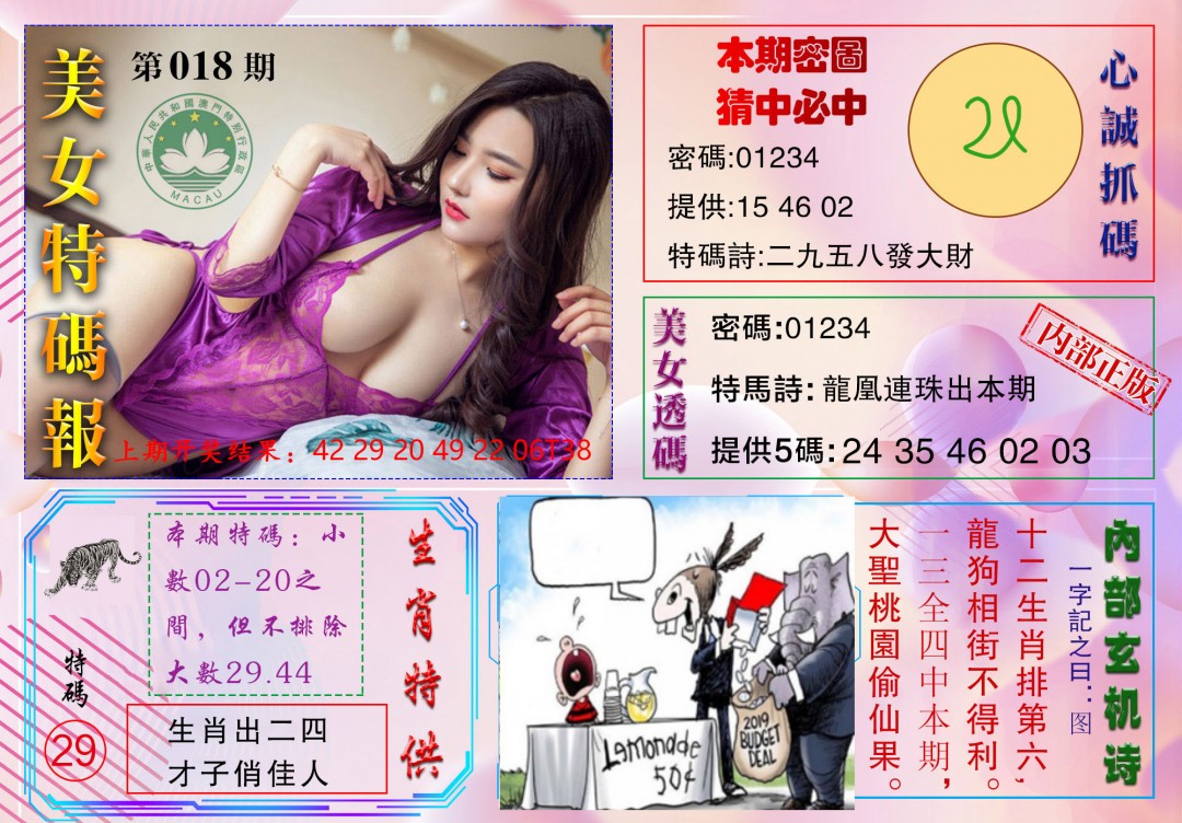 018期美女特码报[图]