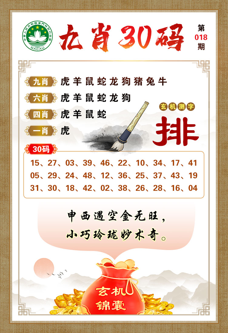 018期九肖30码[图]