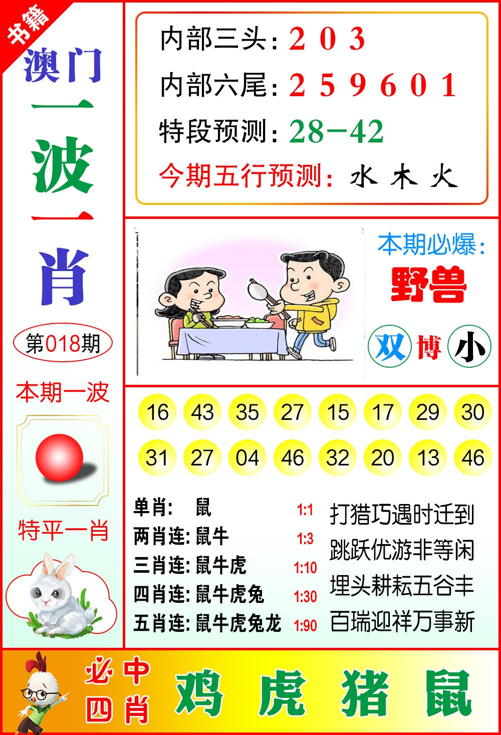 018期澳门一波一肖[图]