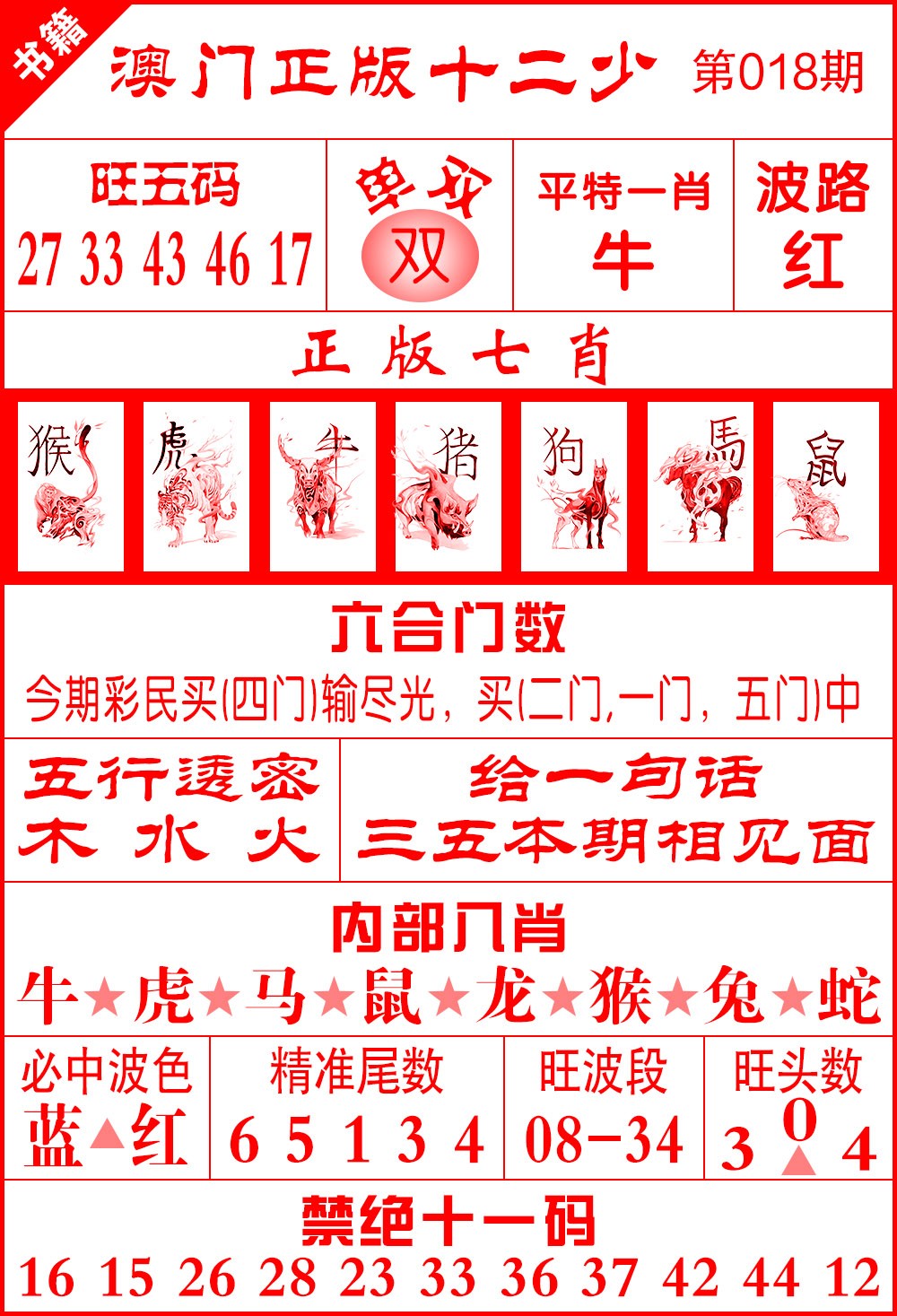 018期澳门十二少[图]