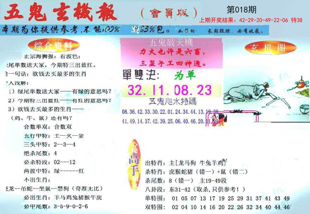 018期新五鬼玄机[图]