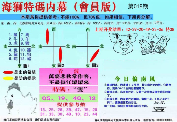 018期海狮特码会员报[图]