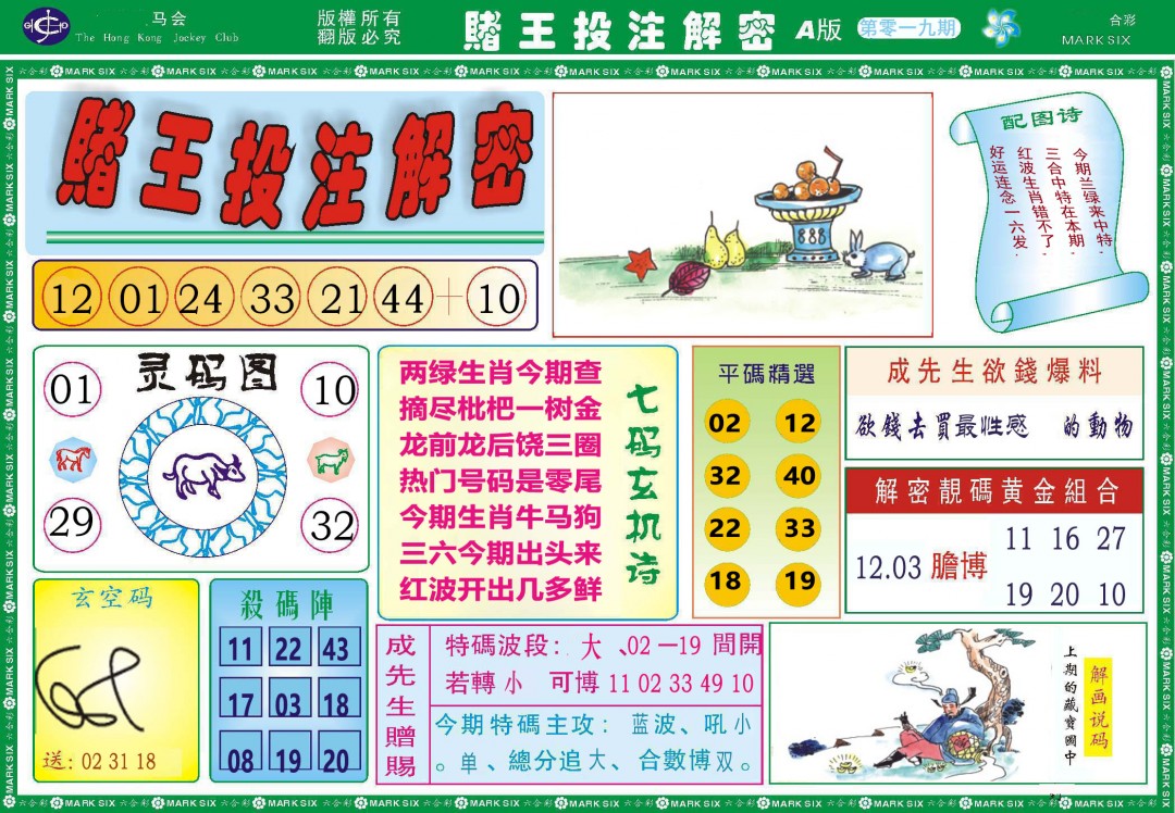 019期赌王投注解密[图]