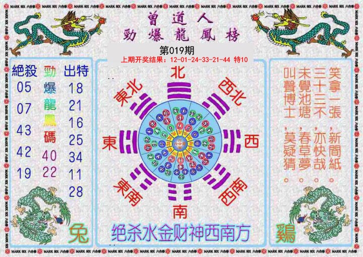 019期曾道人劲爆龙凤榜[图]