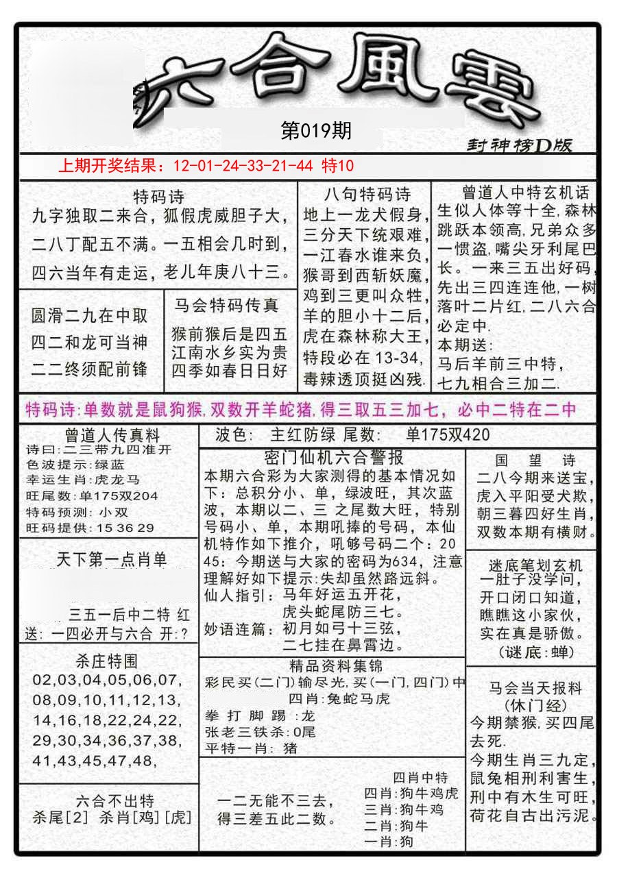 019期六合风云A[图]