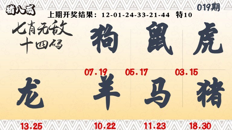 019期七肖无敌14码[图]