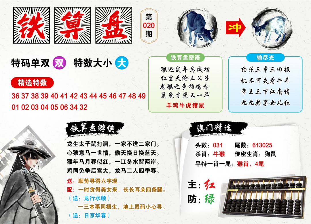 020期澳门铁算盘[图]