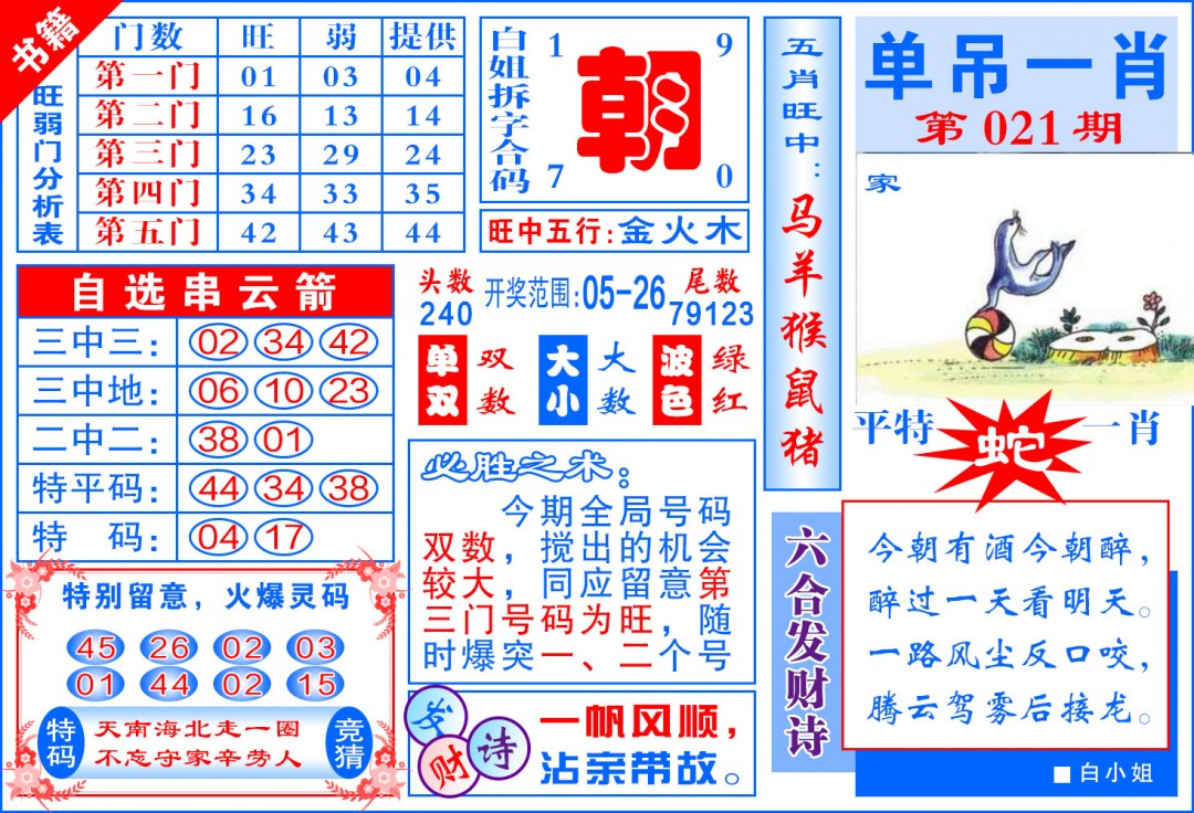021期澳门单吊一肖[图]