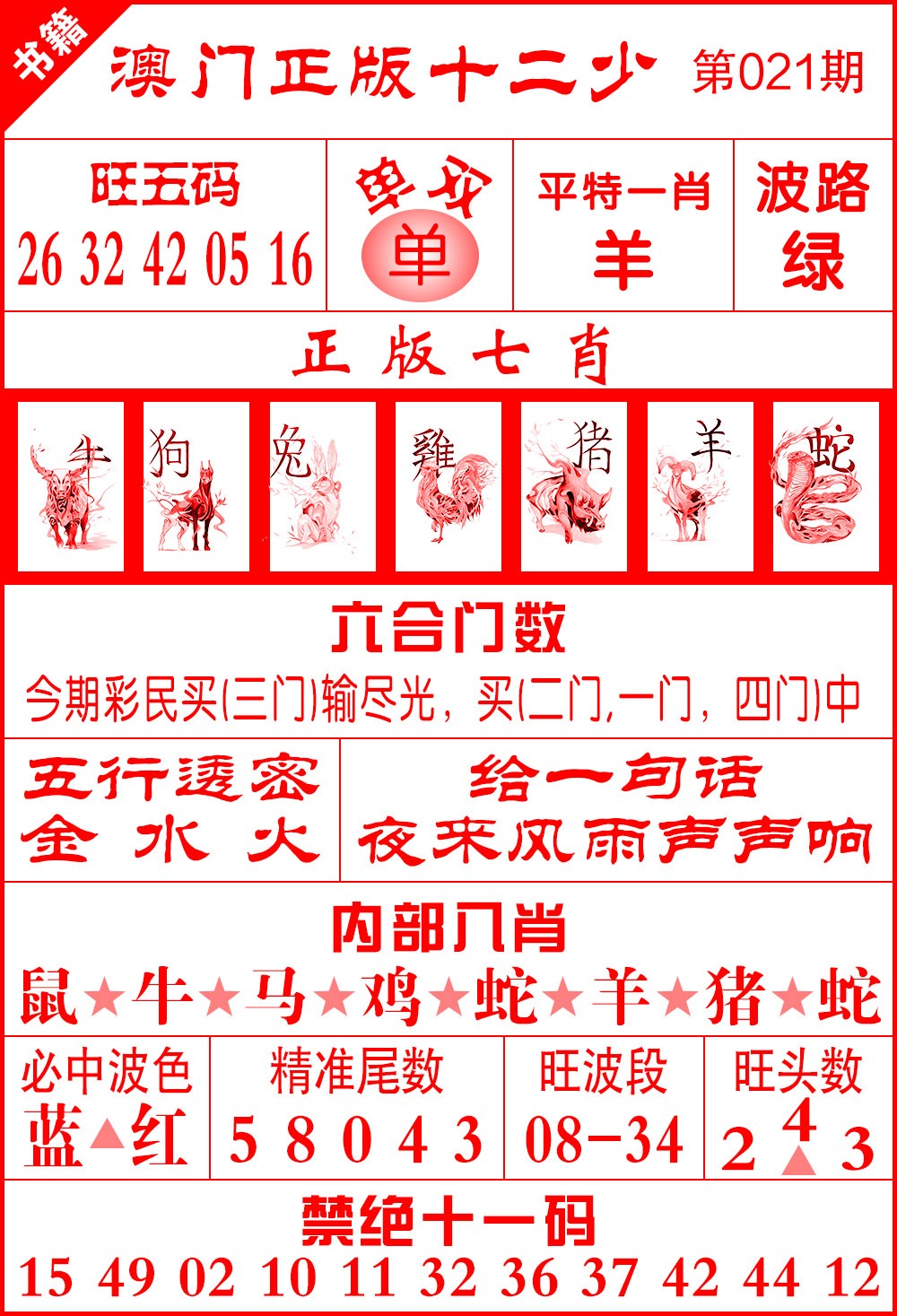 021期澳门十二少[图]