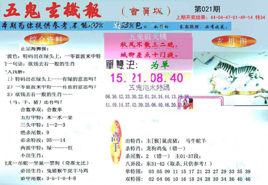 021期新五鬼玄机[图]