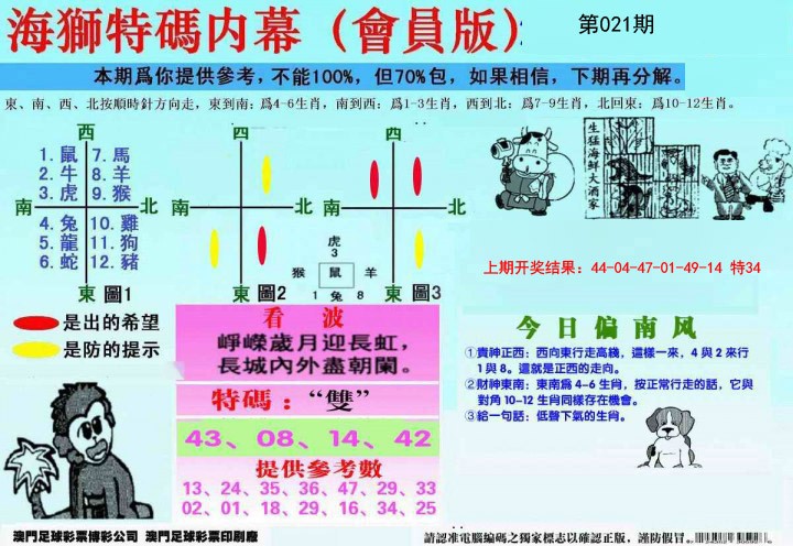 021期另版海狮特码内幕报[图]