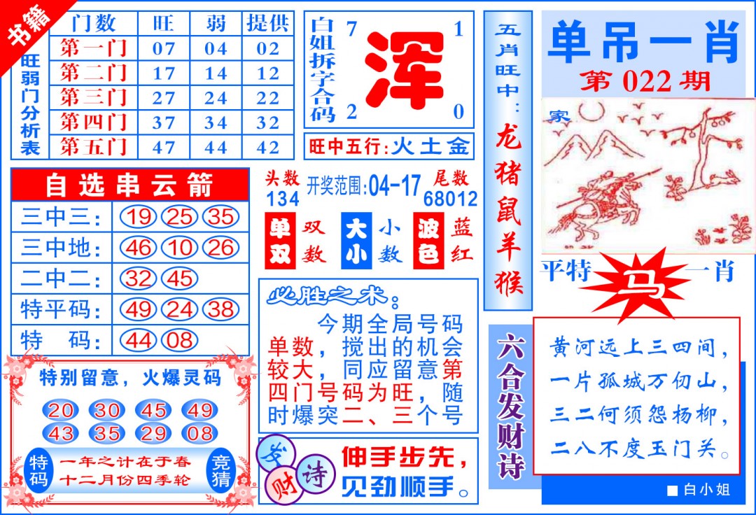 022期澳门单吊一肖[图]