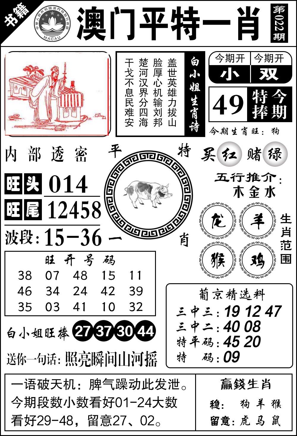 022期澳门内部透密[图]