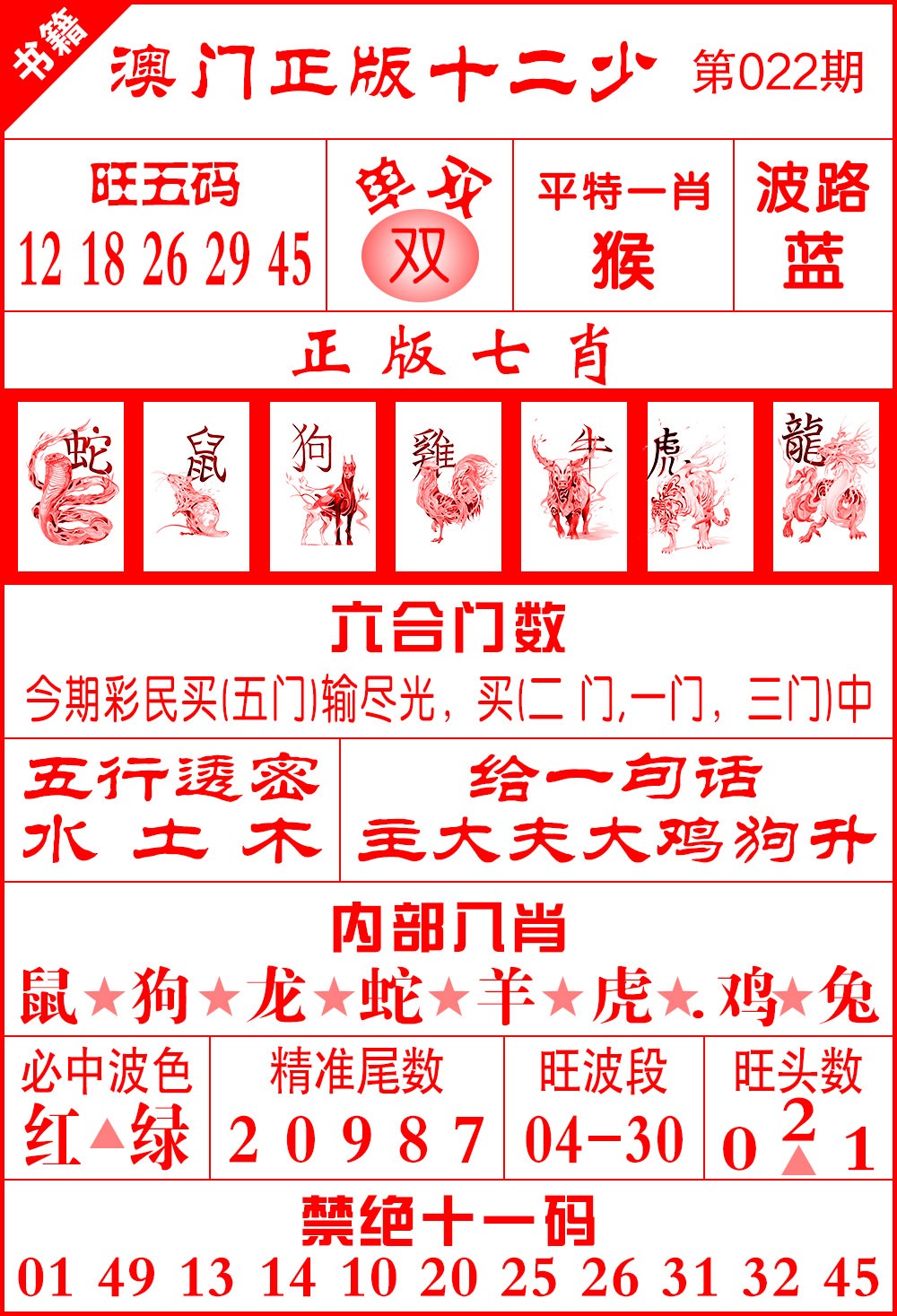 022期澳门十二少[图]