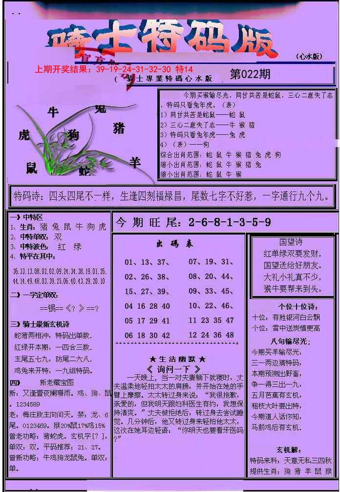 022期骑士特码版[图]