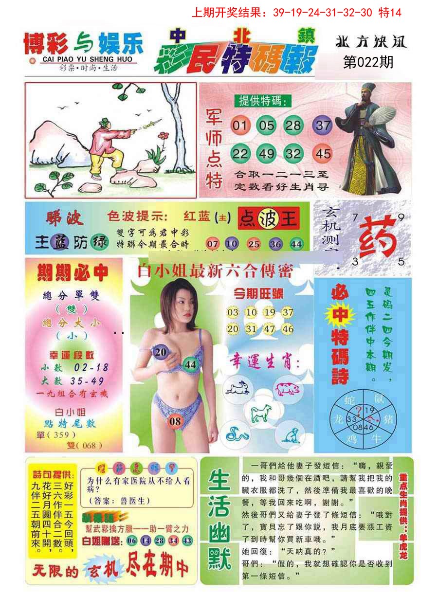 022期中北彩民特码报[图]