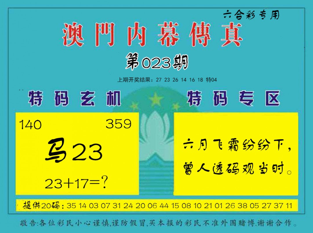 023期内幕传真[图]