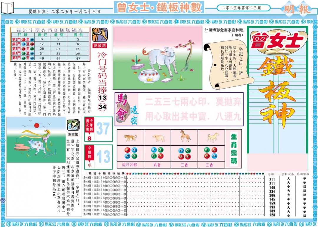 023期曾女士铁板神数A[图]