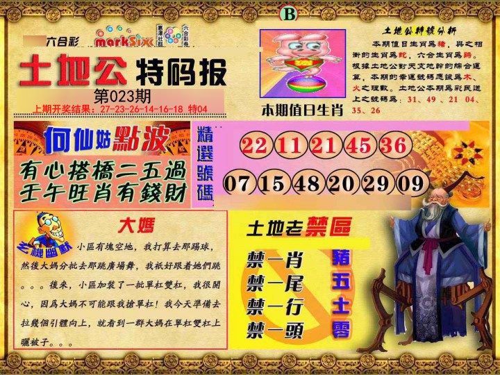 023期土地公特码报B[图]