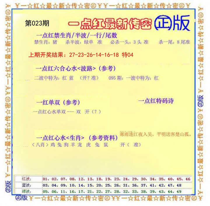 023期一点红最新传密[图]