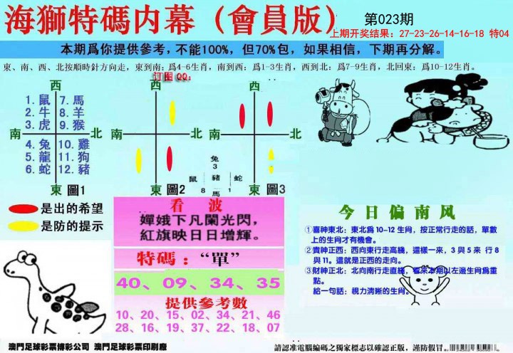 023期另版海狮特码内幕报[图]