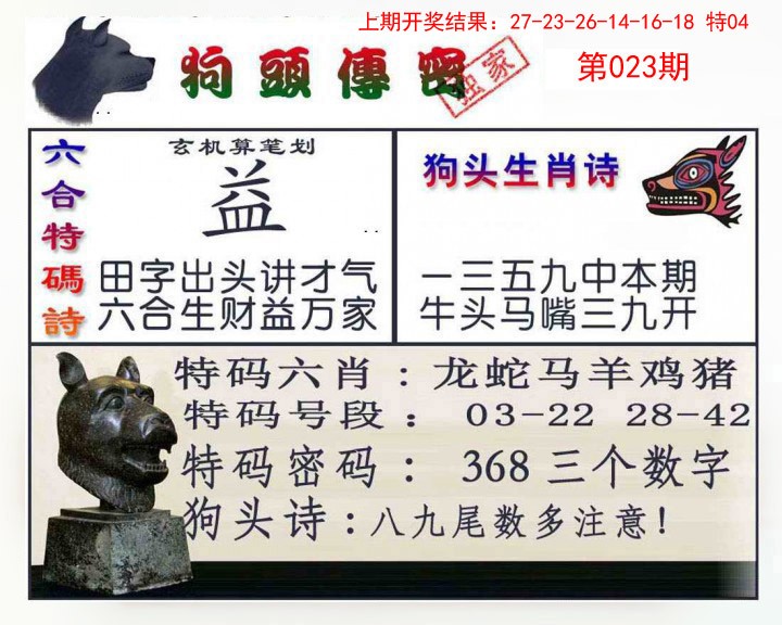 023期狗头传密[图]