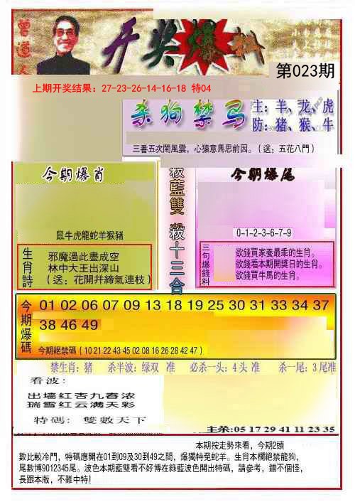 023期开奖爆料(新图推荐)[图]