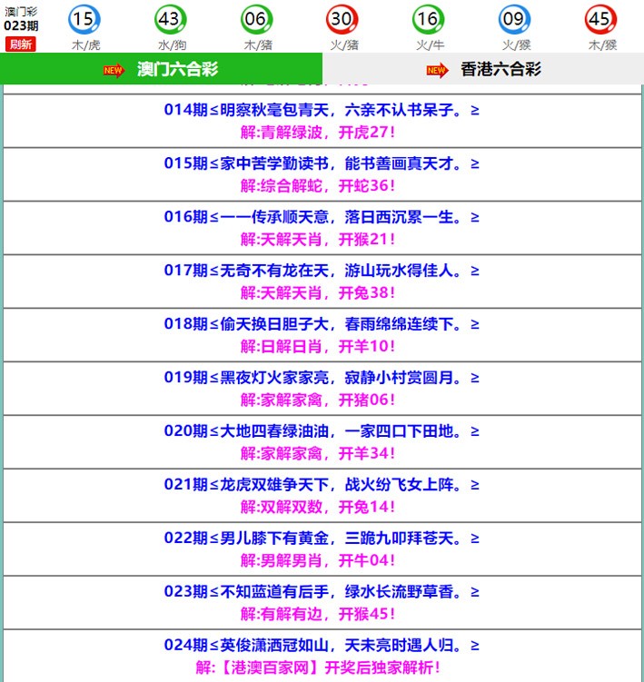 024期百家网玄机[图]