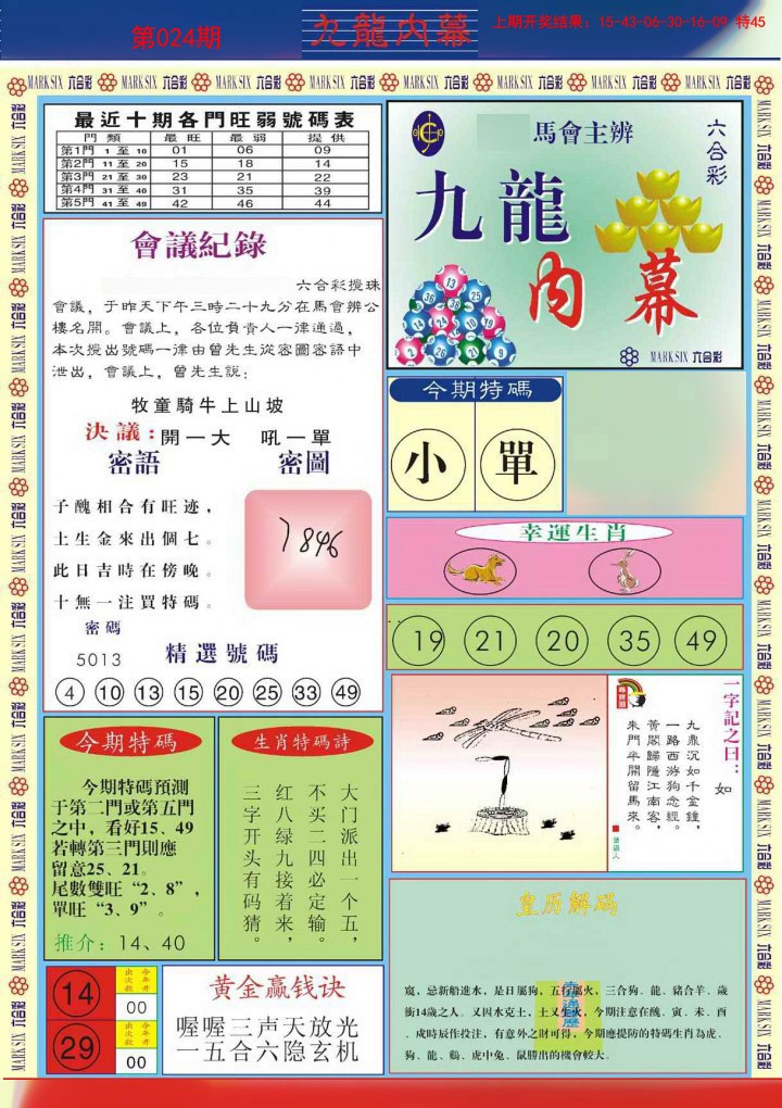 024期九龙内幕A[图]