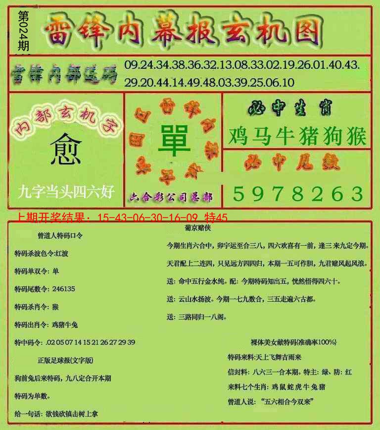 024期雷锋玄机报[图]