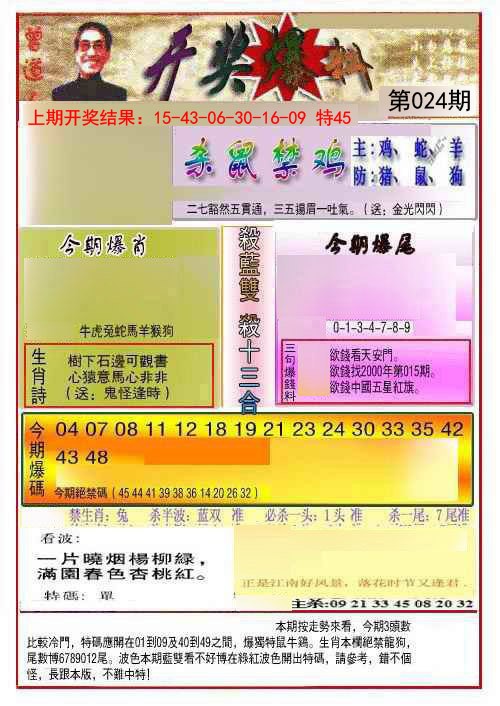 024期开奖爆料(新图推荐)[图]