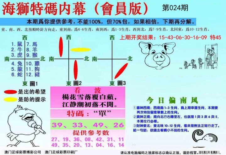 024期海狮特码会员报[图]
