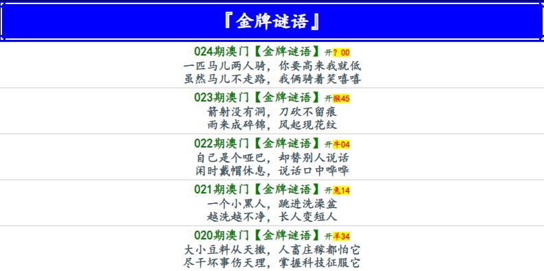 024期金牌谜语[图]
