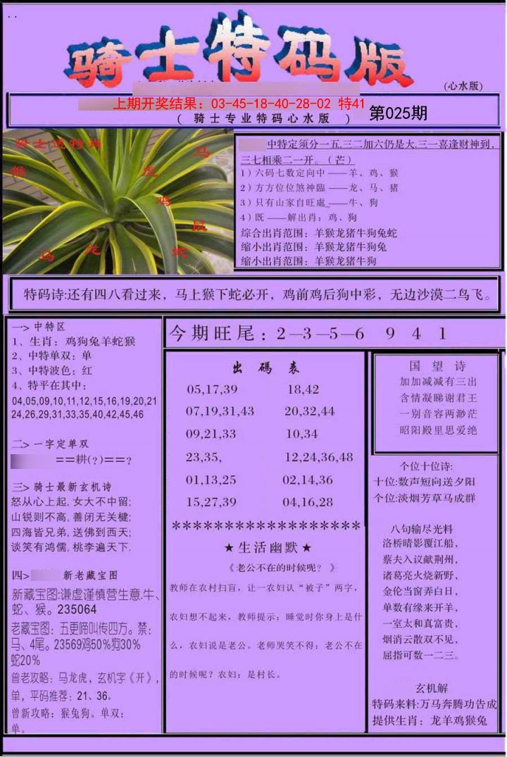 025期骑士特码版[图]